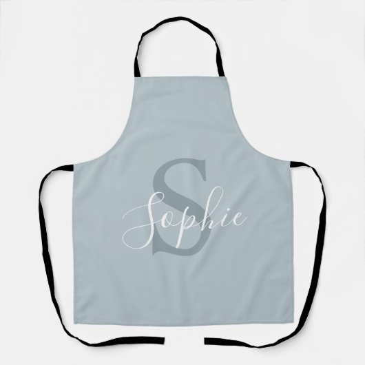 Monogram personalisiert Modern Blue Family Name Schürze (Vorderseite)