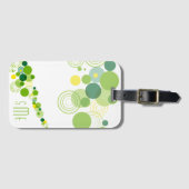 Monogram Personalisiert Modern Green Circle Patter Gepäckanhänger (Vorderseite (Horizontal))