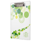 Monogram Personalisiert Modern Green Circle Patter Klemmbrett (Links)