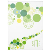 Monogram Personalisiert Modern Green Circle Patter Klemmbrett (Rückseite)