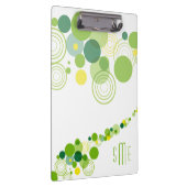 Monogram Personalisiert Modern Green Circle Patter Klemmbrett (Rechts)