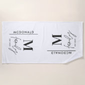 Monogram personalisiert moderne Minimal-Chic-Famil Strandtuch (Vorderseite)