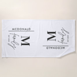 Monogram personalisiert moderne Minimal-Chic-Famil Strandtuch
