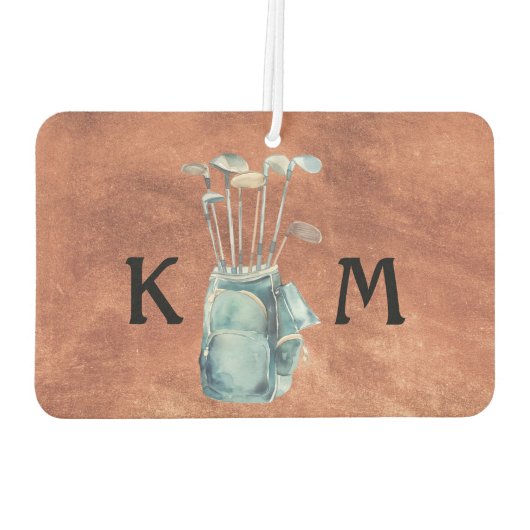 Monogram Personalisiert Moderner Golfer Autolufterfrischer (Rückseite)