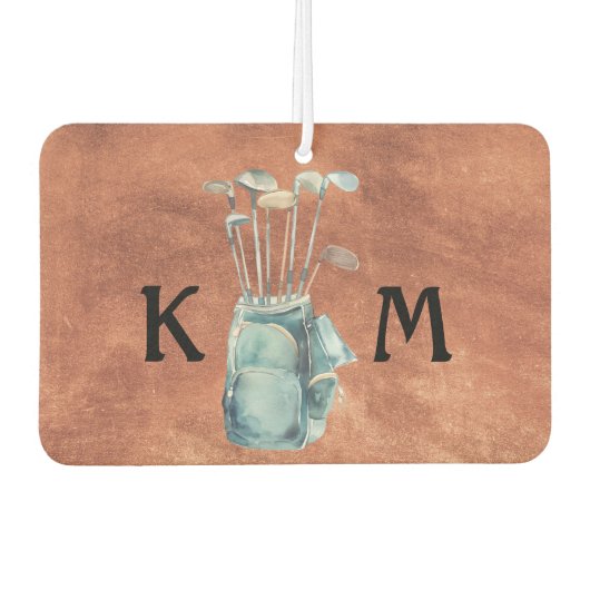 Monogram Personalisiert Moderner Golfer Autolufterfrischer (Vorderseite)