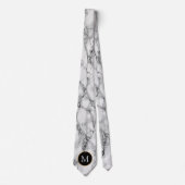 Monogram Personalisiert Neck Tie White Marble Ston Krawatte (Vorderseite)