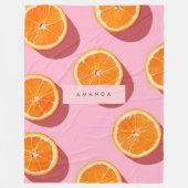 Monogram Personalisiert Orange Slice Muster Fleecedecke (Vorderseite)