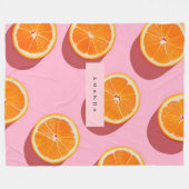 Monogram Personalisiert Orange Slice Muster Fleecedecke (Vorderseite (Horizontal))