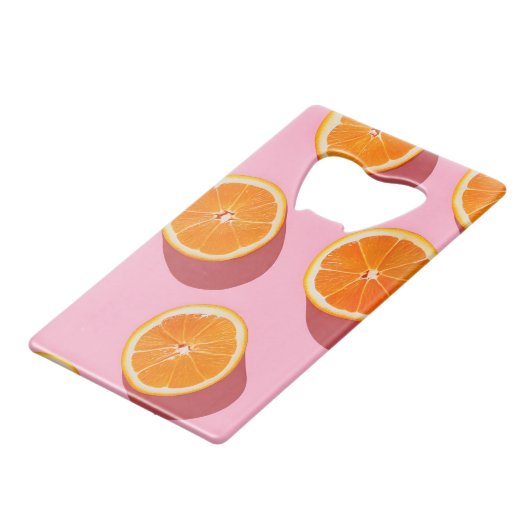 Monogram Personalisiert Orange Slice Muster Geldbeutel Flaschenöffner (Rückseite Schrägansicht)