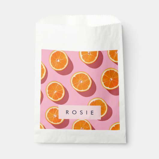 Monogram Personalisiert Orange Slice Muster Geschenktütchen (Vorderseite)