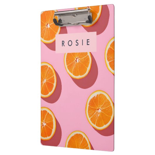 Monogram Personalisiert Orange Slice Muster Klemmbrett (Links)