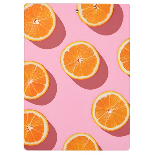 Monogram Personalisiert Orange Slice Muster Klemmbrett (Rückseite)