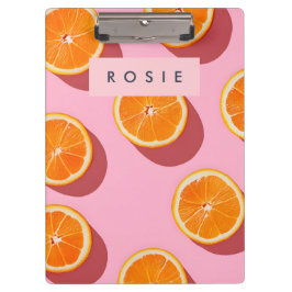 Monogram Personalisiert Orange Slice Muster Klemmbrett