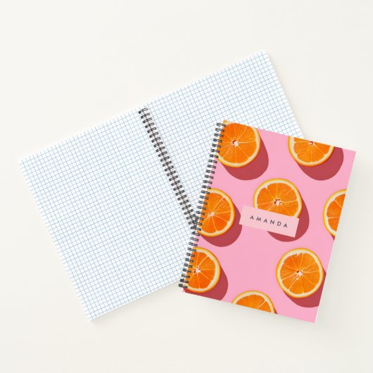 Monogram Personalisiert Orange Slice Muster Notizblock (Innenseite)