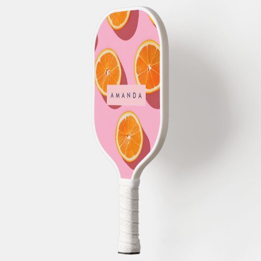 Monogram Personalisiert Orange Slice Muster Pickleball Schläger (Links)