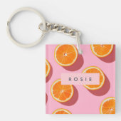 Monogram Personalisiert Orange Slice Muster Schlüsselanhänger (Vorderseite)