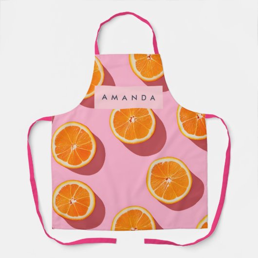 Monogram Personalisiert Orange Slice Muster Schürze (Vorderseite)