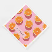Monogram Personalisiert Orange Slice Muster Serviette (Ecke)