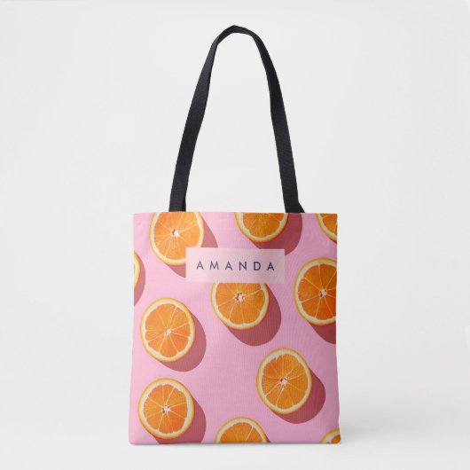 Monogram Personalisiert Orange Slice Muster Tasche (Vorderseite)