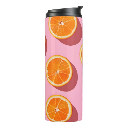 Monogram Personalisiert Orange Slice Muster Thermosbecher (Nach links gedreht)