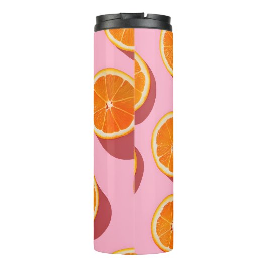 Monogram Personalisiert Orange Slice Muster Thermosbecher (Rückseite)