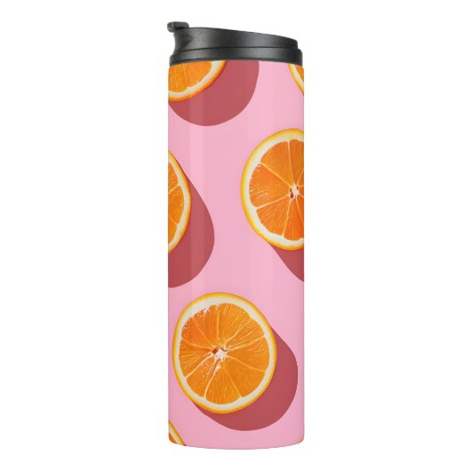 Monogram Personalisiert Orange Slice Muster Thermosbecher (Nach rechts gedreht)