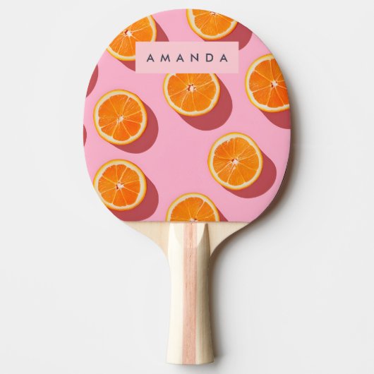 Monogram Personalisiert Orange Slice Muster Tischtennis Schläger (Vorderseite)