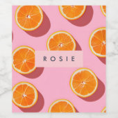 Monogram Personalisiert Orange Slice Muster Weinetikett (Einzelnes Label)