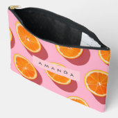 Monogram Personalisiert Orange Slice Muster Zubehörtasche (Offen)