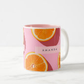 Monogram Personalisiert Orange Slice Muster Zweifarbige Tasse (VorderseiteRechts)