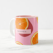 Monogram Personalisiert Orange Slice Muster Zweifarbige Tasse (Vorderseite Links)