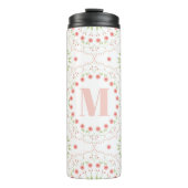 Monogram Personalisiert Pink Blush Stylish Custom Thermosbecher (Vorderseite)