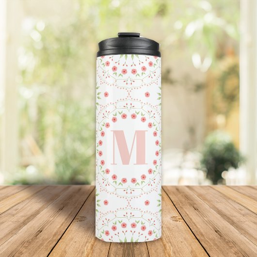 Monogram Personalisiert Pink Blush Stylish Custom Thermosbecher