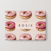 Monogram Personalisiert Pink Donut Pattern Button (Vorderseite)