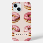 Monogram Personalisiert Pink Donut Pattern Case-Mate iPhone Hülle (Rückseite)