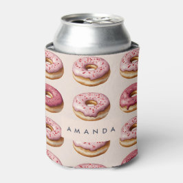 Monogram Personalisiert Pink Donut Pattern Dosenkühler