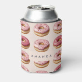 Monogram Personalisiert Pink Donut Pattern Dosenkühler (Kanne Rückseite)