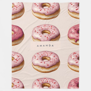 Monogram Personalisiert Pink Donut Pattern Fleecedecke