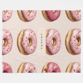 Monogram Personalisiert Pink Donut Pattern Fleecedecke (Vorderseite (Horizontal))