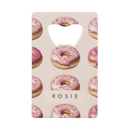 Monogram Personalisiert Pink Donut Pattern Geldbeutel Flaschenöffner