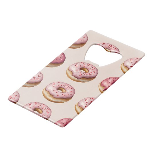 Monogram Personalisiert Pink Donut Pattern Geldbeutel Flaschenöffner (Rückseite Schrägansicht)