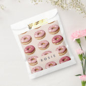 Monogram Personalisiert Pink Donut Pattern Geschenktütchen (Versiegelt)