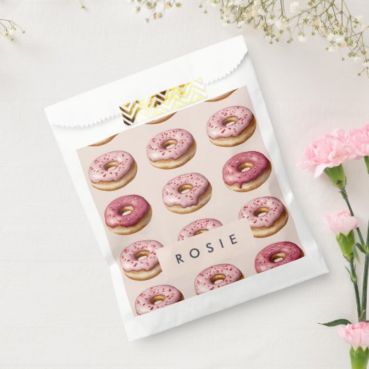 Monogram Personalisiert Pink Donut Pattern Geschenktütchen (Versiegelt)