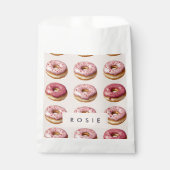Monogram Personalisiert Pink Donut Pattern Geschenktütchen (Vorderseite)