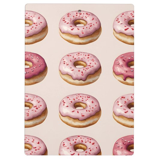 Monogram Personalisiert Pink Donut Pattern Klemmbrett (Rückseite)