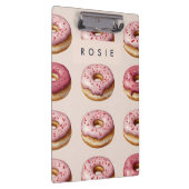 Monogram Personalisiert Pink Donut Pattern Klemmbrett (Rechts)