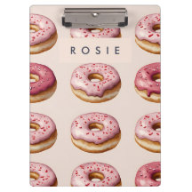 Monogram Personalisiert Pink Donut Pattern