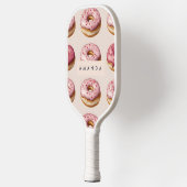 Monogram Personalisiert Pink Donut Pattern Pickleball Schläger (Links)