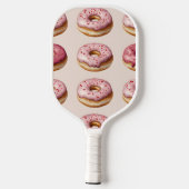 Monogram Personalisiert Pink Donut Pattern Pickleball Schläger (Rückseite)