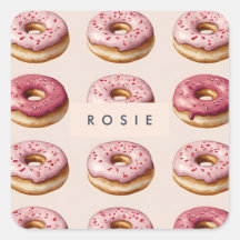 Monogram Personalisiert Pink Donut Pattern